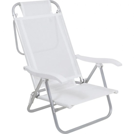 Silla Reclinable Bel Aluminio 6 Pos. Blanco