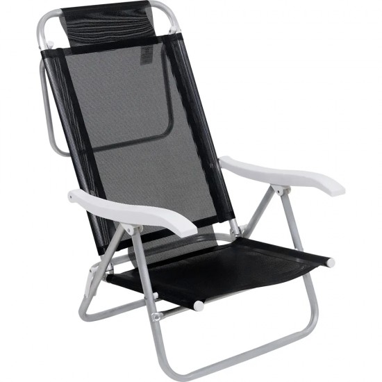 Silla Reclinable Bel Aluminio 6 Pos. Negro
