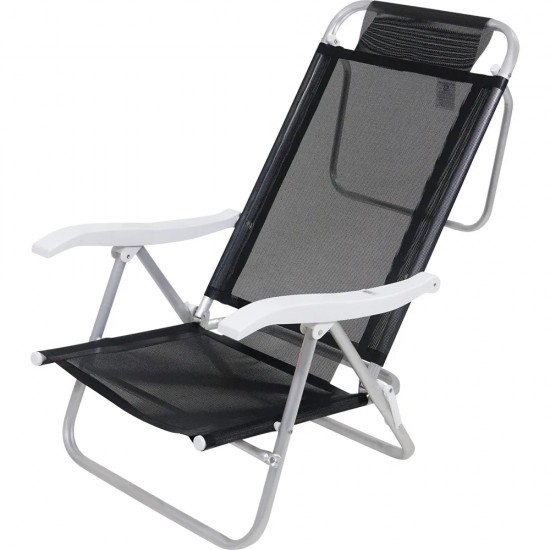 Silla Reclinable Bel Aluminio 6 Pos. Negro