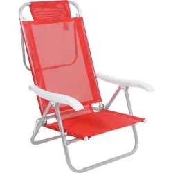 Silla Reclinable Bel Aluminio 6 Pos. Rojo