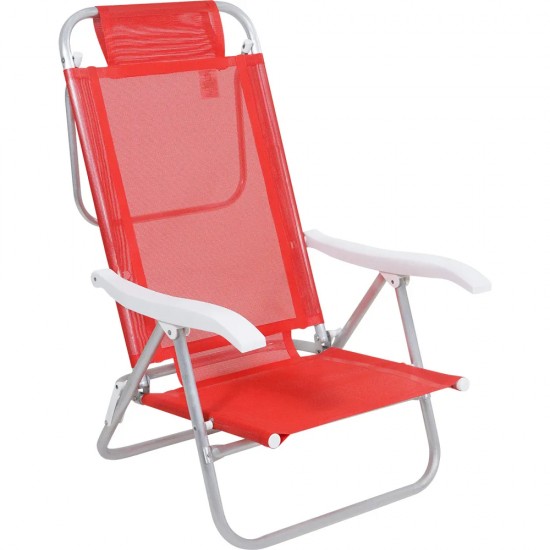 Silla Reclinable Bel Aluminio 6 Pos. Rojo