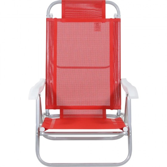 Silla Reclinable Bel Aluminio 6 Pos. Rojo