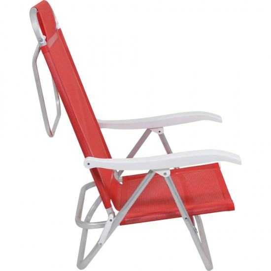 Silla Reclinable Bel Aluminio 6 Pos. Rojo