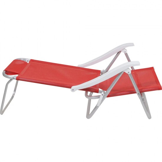 Silla Reclinable Bel Aluminio 6 Pos. Rojo