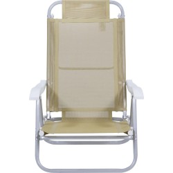 Silla Reclinable Bel Aluminio 6 Pos. Beige