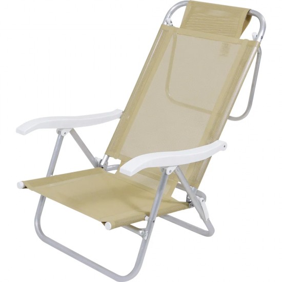 Silla Reclinable Bel Aluminio 6 Pos. Beige