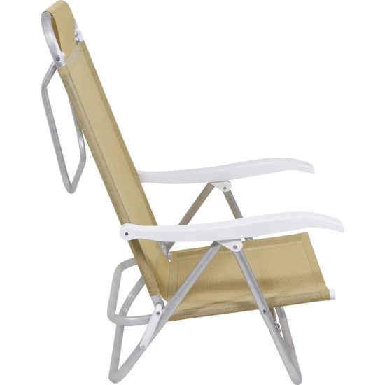 Silla Reclinable Bel Aluminio 6 Pos. Beige