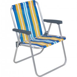 Silla Alta Bel Aluminio Rayas Azul/Amarilo