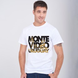 Camiseta Montevideo Blanca Dorado