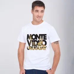 Camiseta Montevideo Blanca Dorado