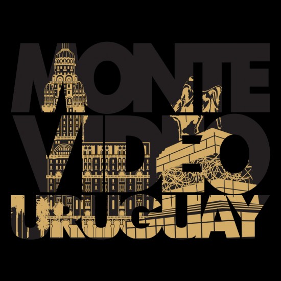 Camiseta Montevideo Negra Dorado