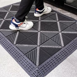 Piso Felpudo Encastrable 15x15 Negro/Gris