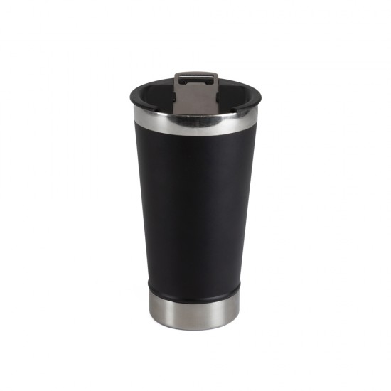 Vaso de Acero con Tapa y Destapador Negro