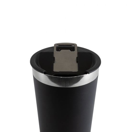 Vaso de Acero con Tapa y Destapador Negro