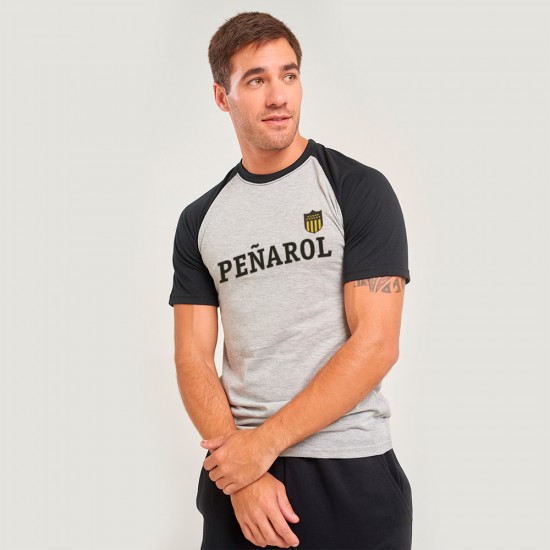 Camiseta Peñarol escudo negro/gris mel